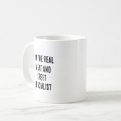 私は肉とあいさつ実在の専門家だ コーヒーマグカップ (正面左)