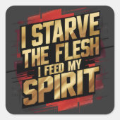私は肉を飢え食べ物を与える霊グラフィックアートD スクエアシール (正面)