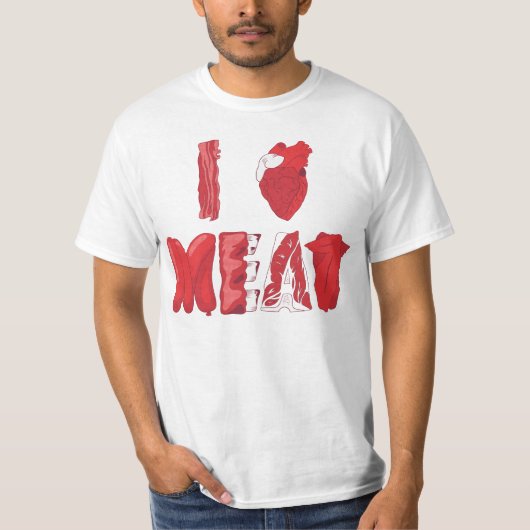 私は肉ティーを愛します Tシャツ (正面)