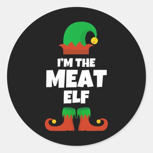 私は肉小妖精や小人ファミリークリスマスバークおもしろいグリリ ラウンドシール (正面)