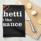 私は肉汁食べを抜いてスパゲッティを食べない キッチンタオル (四つ折り)