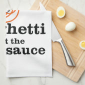 私は肉汁食べを抜いてスパゲッティを食べない キッチンタオル (四つ折り)