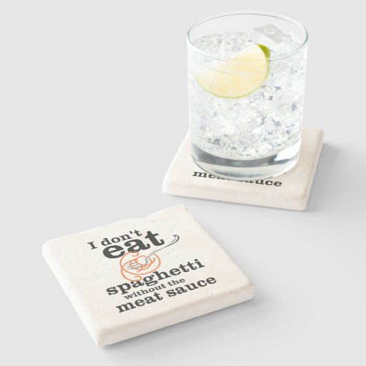 私は肉汁食べを抜いてスパゲッティを食べない ストーンコースター (横)