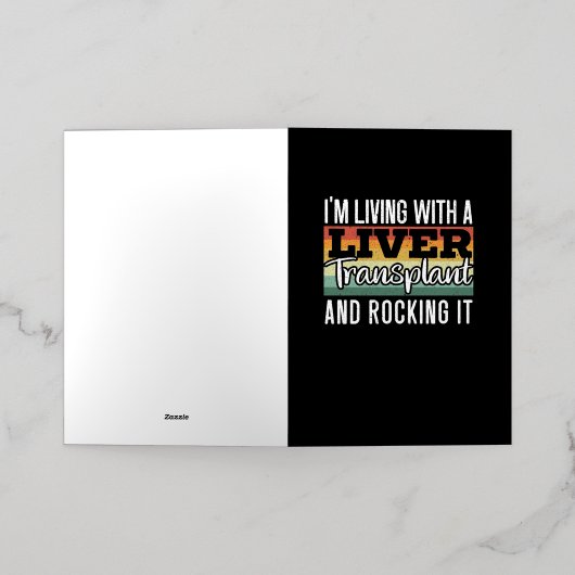 私は肝移植と一緒に暮らしていて揺れている 箔グリーティングカード (外側レイダウン)
