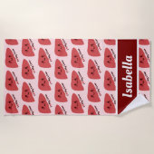 私は肝臓が大好き – かわいい笑顔の肝臓 ビーチタオル (正面)