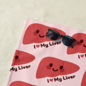 私は肝臓が大好き – かわいい笑顔の肝臓 ビーチタオル (インサイチュ)