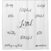 私は肯定の感動的白黒 シャワーカーテン (正面)