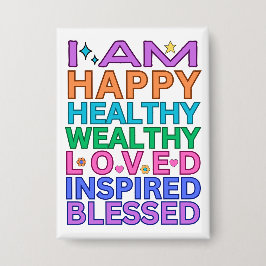 私は肯定バッジカラフル前向き- Vibes 缶バッジ