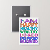 私は肯定バッジカラフル前向き- Vibes 缶バッジ (正面/裏面)