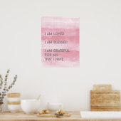 私は肯定ピンクの水色が大好き ポスター (キッチン)