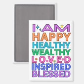 私は肯定マグネットカラフル前向き- Vibes マグネット (正面/裏面)