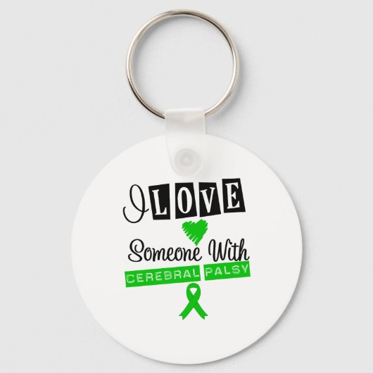 私は脳性麻痺で人を愛している キーホルダー (正面)