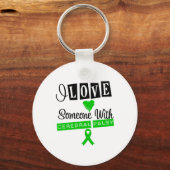 私は脳性麻痺で人を愛している キーホルダー (正面)