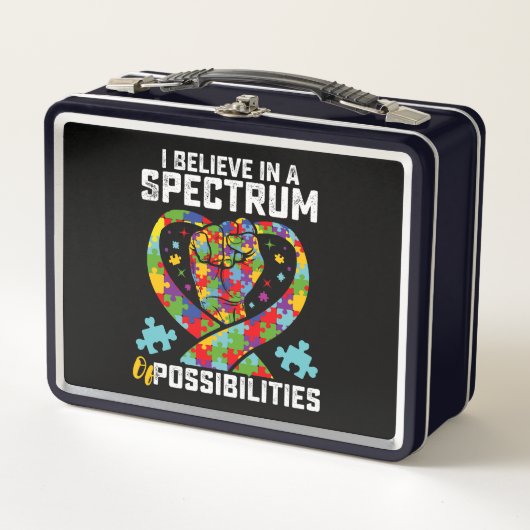 私は自信じ閉症の可能性のスペクトルの中にある メタルランチボックス (正面)