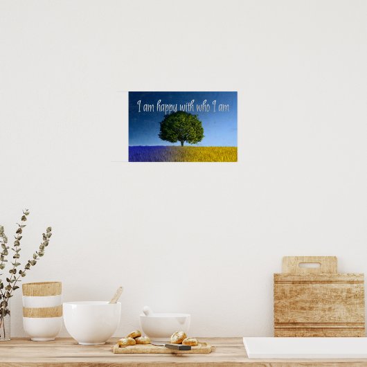 「私は自分が誰であるかを満足している」モチベーション肯定 ポスター (キッチン)