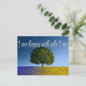 「私は自分が誰であるかを満足している」モチベーション肯定 ポストカード (スタンド正面)