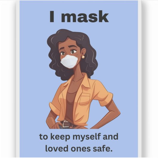 私は自分と愛保人のビニールのステッカーにマスク シール (正面)