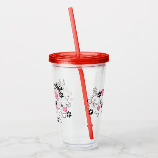 私は自分のコーギドッグポープリントが大好き アクリルタンブラー (左)