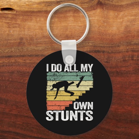 私は自分のスタントスケートボードを全おもしろい力する キーホルダー (正面)
