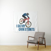 私は自分のスタントマウンテンバイクもしくは自転車に乗る人ヴィンテージ タペストリー (インサイチュ(横))