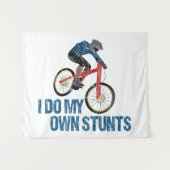 私は自分のスタントマウンテンバイクもしくは自転車に乗る人ヴィンテージ タペストリー (正面(横))