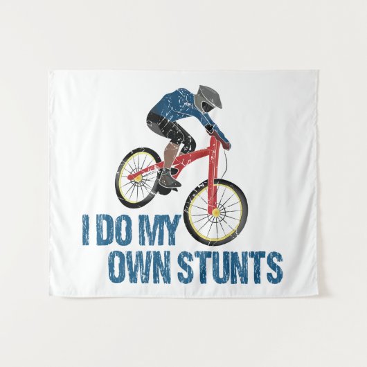 私は自分のスタントマウンテンバイクもしくは自転車に乗る人ヴィンテージ タペストリー (正面(横))