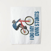 私は自分のスタントマウンテンバイクもしくは自転車に乗る人ヴィンテージ タペストリー (正面)