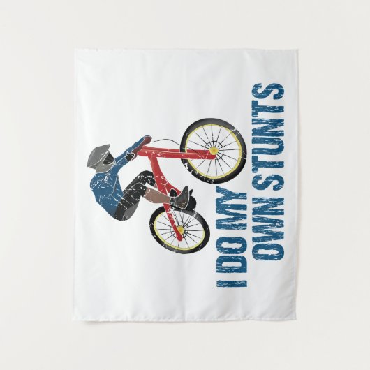 私は自分のスタントマウンテンバイクもしくは自転車に乗る人ヴィンテージ タペストリー (正面)