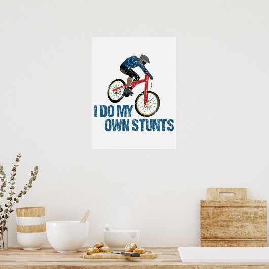 私は自分のスタントマウンテンバイクもしくは自転車に乗る人ヴィンテージ ポスター (キッチン)