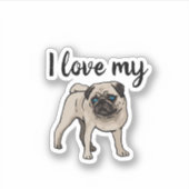 私は自分のパグが大好き シール (正面)