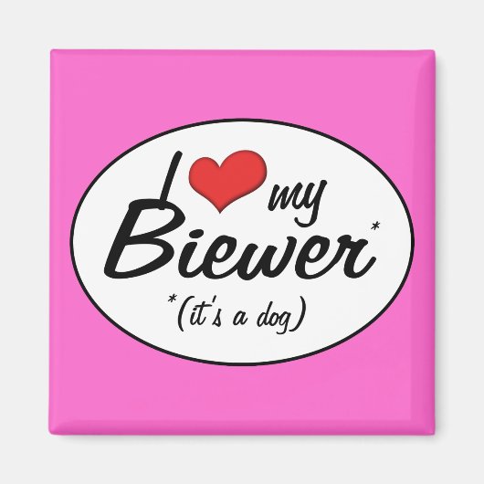 私は自分のビールが大好き（犬） マグネット (正面)