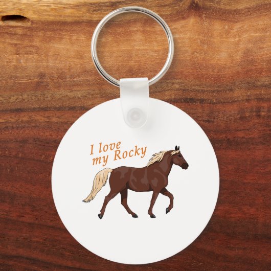 私は自分のロッキーな山の馬の馬乗りが大好き キーホルダー (正面)
