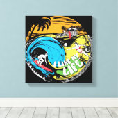 「私は自分の人生が好き」とビーチ キャンバスプリント (インサイチュ (ウッドフロア))