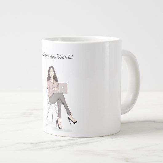 私は自分の仕事が大好きで、ずうずうしい女性たちだ。 ジャンボコーヒーマグカップ (正面右)