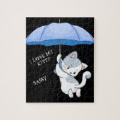 「私は自分の子猫が大好き」パズルとペットの名前。 ジグソーパズル (縦)