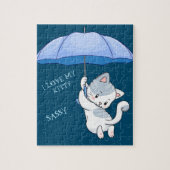 「私は自分の子猫が大好き」パズルとペットの名前。 ジグソーパズル (縦)