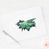 私は自分の宇宙船を墜落させる 楕円形シール (封筒)