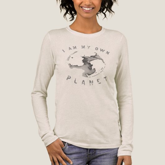 「私は自分の惑星」哲学的心理学アート トライブレンドTシャツ (正面)