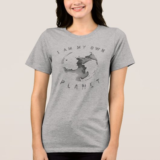 「私は自分の惑星」哲学的心理学アート トライブレンドTシャツ (正面)