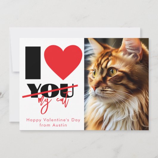 私は自分の猫やペットのバレンタインデーおもしろいを愛している シーズンカード (正面)