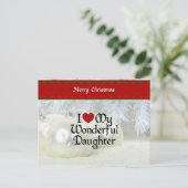 私は自分の素晴らしい娘を愛しているクリスマスデザイン シーズンポストカード (スタンド正面)