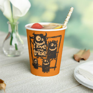 私は自分の部族のモンスターおもしろいファミリーのハロウィーンが大好き 紙コップ