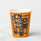 私は自分の部族のモンスターおもしろいファミリーのハロウィーンが大好き 紙コップ (裏面)