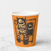 私は自分の部族のモンスターおもしろいファミリーのハロウィーンが大好き 紙コップ (正面)