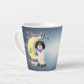 私は自分の騎馬者の月と背中、トリカラーが好きです カフェラテマグ (左アングル)