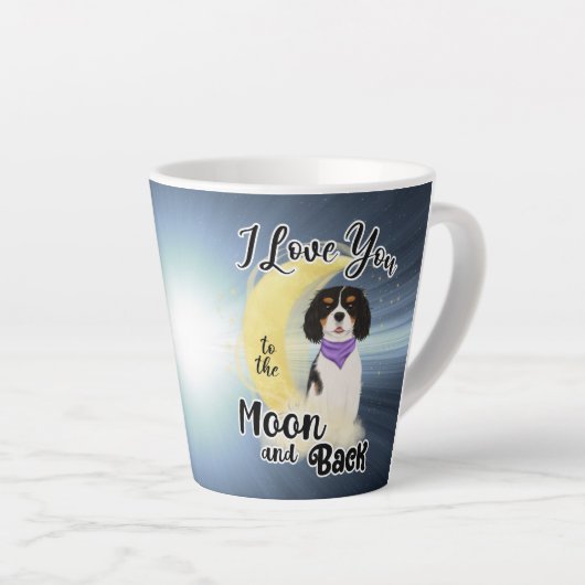 私は自分の騎馬者の月と背中、トリカラーが好きです カフェラテマグ (右アングル)