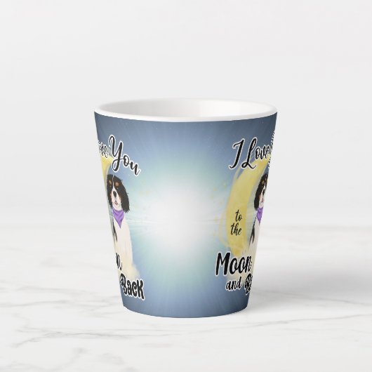 私は自分の騎馬者の月と背中、トリカラーが好きです カフェラテマグ (正面)