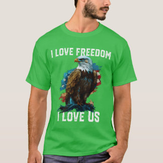私は自由が大好き 私はアメリカのハクトウワシが大好き レトロ Tシャツ