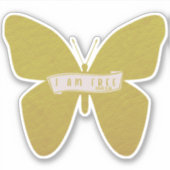 私は自由な金ゴールド蝶クリスチャンのシール シール (正面)