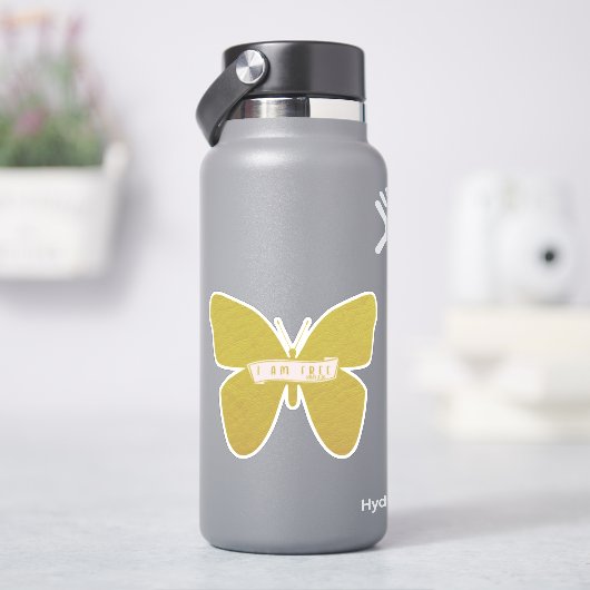 私は自由な金ゴールド蝶クリスチャンのシール シール (HydroFlask)